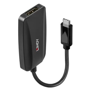 Lindy 43337 Cable Adapter, 0.13 m, USB Type-C to DisplayPort, Black