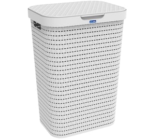 Rotho Country 55-liter Rectangular White Plastic Laundry Basket