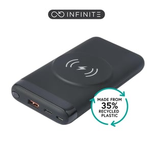 eSTUFF ES641042 Lithium-Polymer (LiPo) Power Bank, 10,000 mAh, Wireless Charging, Black