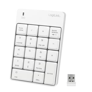 LogiLink ID0186 Numeric Keypad, Universal RF Wireless, White
