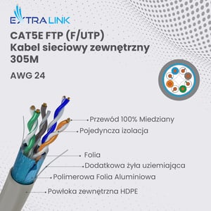 Extralink Kabel sieciowy skrętka CAT5E FTP (F/UTP) Wewnętrzny 305M