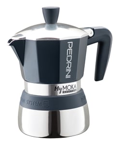 Pedrini MyMoka induktionsmoka-kaffebryggare, blå, rostfritt stål