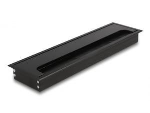 DeLOCK Kabeldurchführung mit Bürste für den Einbau in einen Tisch, 300 x 80 x 28 mm, schwarz