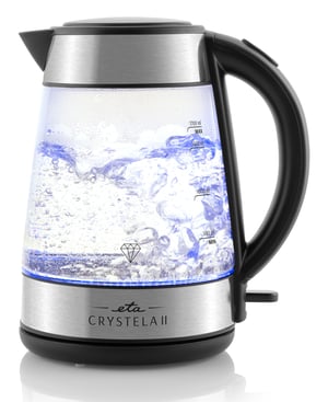 Eta Crystela II czajnik elektryczny 1,7 l 2200 W Czarny, Stal nierdzewna, Przezroczysty