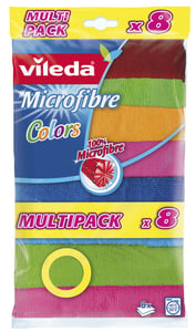 Vileda 148394 rengöringsduk, mikrofiber, polyamid, polyester, flerfärgad, 8 st.
