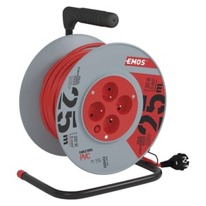 Emos P194252 Surge Protector, Gray, Red, 4 x 230 V power outlets, 25 m