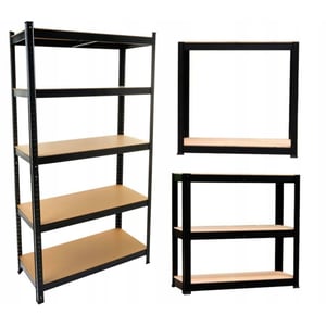 Topeshop P9030 BLACK Shelving Unit—Garden Tool Rack, Freestanding, Galvanized Steel, MDF