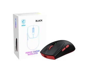 MSI Forge Gm340 Wireless Black Gaming Mouse, Ambidextrous, RF Wireless + Bluetooth, Optical, 12,000 DPI