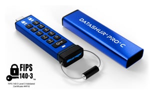 iStorage datAshur PRO+C USB-Stick 512 GB USB Typ C 3.2 Gen 1 (3.1 Gen 1) Blau