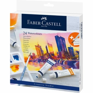 Faber-Castell 169624 Farben für Bastel- und Kunstarbeiten Aquarellfarbe 9 ml, 24 Stück