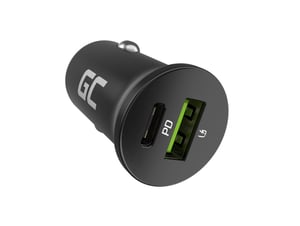 Green Cell GC PowerRide Nano38 Car Charger, 38W, 6A, 1x USB-C, 1x USB-A