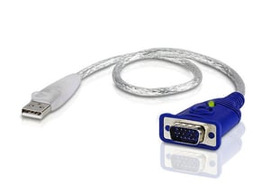 ATEN 2A-130G Kabeladapter 0,35 m USB Typ A – VGA (D-Sub) Blau, Silber
