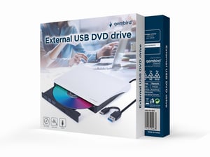 Gembird DVD-USB-03-BW DVD±RW Optical Drive, Black, White