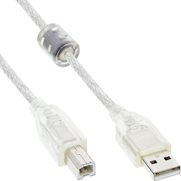 InLine 34535 kabel USB 3 m USB A USB B 0,48 Gbit/s Przezroczysty