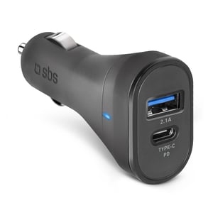 SBS TECRTC1USB2AUL Ladegerät für mobile Geräte Smartphone Schwarz Zigarettenanzünder Schnellladung Automatisch