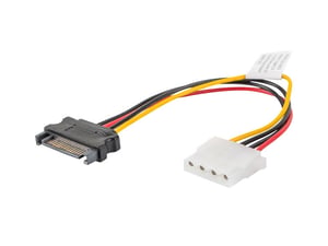 Lanberg CA-SAHD-10CU-0015 SATA cable, 0.15 m, Molex (4-pin) to SATA 15-pin, Black, Red, Yellow