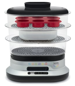 Tefal Steam n Light VC300830 3-basket steam pressure cooker. Freestanding, 900 W, Black, Silver