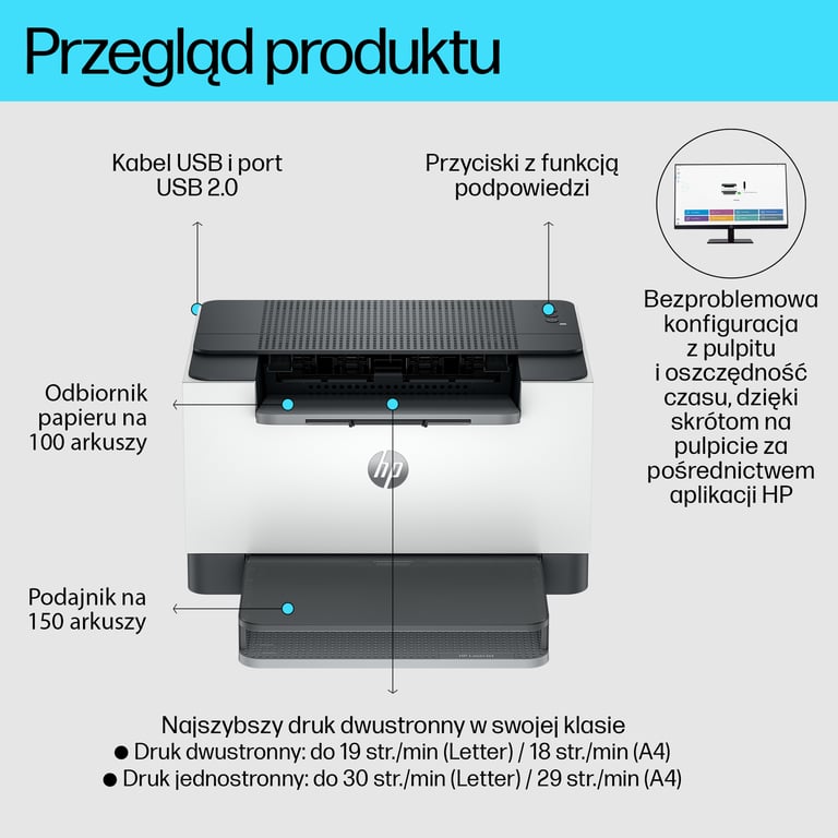 HP LaserJet M209d Czerń i biel Drukarka, Druk dwustronny