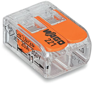 Wago 221-412 Cage Clamp-kontakt, orange, genomskinlig