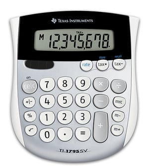 Texas Instruments TI-1795 SV Desktop Calculator Basic Calculator Black, Silver, White