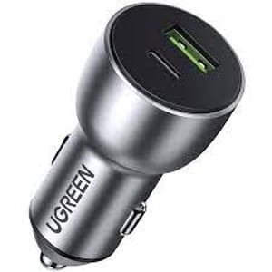 Ugreen 60980 Portable Device Charger, Universal, Silver, Cigarette Lighter, Fast Charging, Automatic