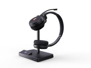 Yealink WH62 Dual Teams Wireless Headset, Headband Style, Office/Call Center, Micro-USB Charging Cradle, Black