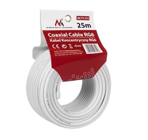 Maclean MCTV-574 kabel koncentryczny RG-6/U 25 m Biały