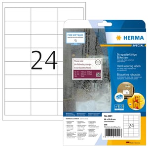 HERMA 4691 bedruckbare Etiketten, weiß, selbstklebende Etiketten zum Bedrucken