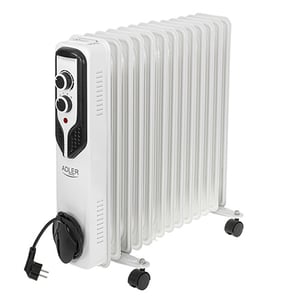 Adler AD 7818 Indoor Heater, White, 2500 W, Electric Oil-Filled Room Heater