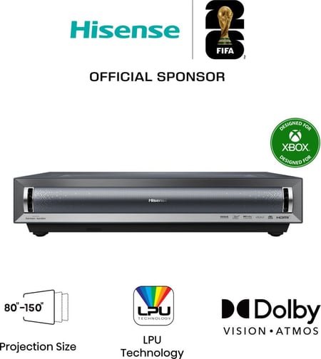 Hisense PX3 projektor Projektor ultrakrótkiego rzutu 2800 ANSI lumenów UHD 4K (3840x2160) Czarny, Ciemny Szary