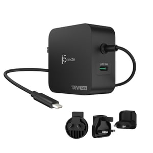 j5create JUP25102V Kopfhörer, Notebook, Mobiltelefon, Laptop, tragbare Spielkonsole, Smartphone, Smartwatch, Tablet Schwarz Wechselstrom, USB Intern