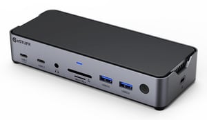 eSTUFF GLB232006 Kabelgebundene USB 3.2 Gen 1 (3.1 Gen 1) Type-C-Dockingstation, Aluminium, Schwarz