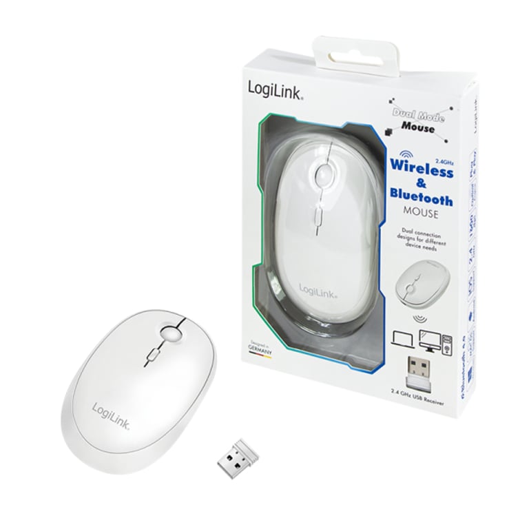 LogiLink ID0205 myszka Biuro Oburęczny RF Wireless + Bluetooth 1600 DPI