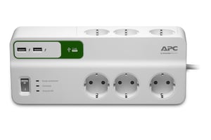 APC PM6U-GR Surge Protector, White, 6 x 230 V AC Outlets, 2 m