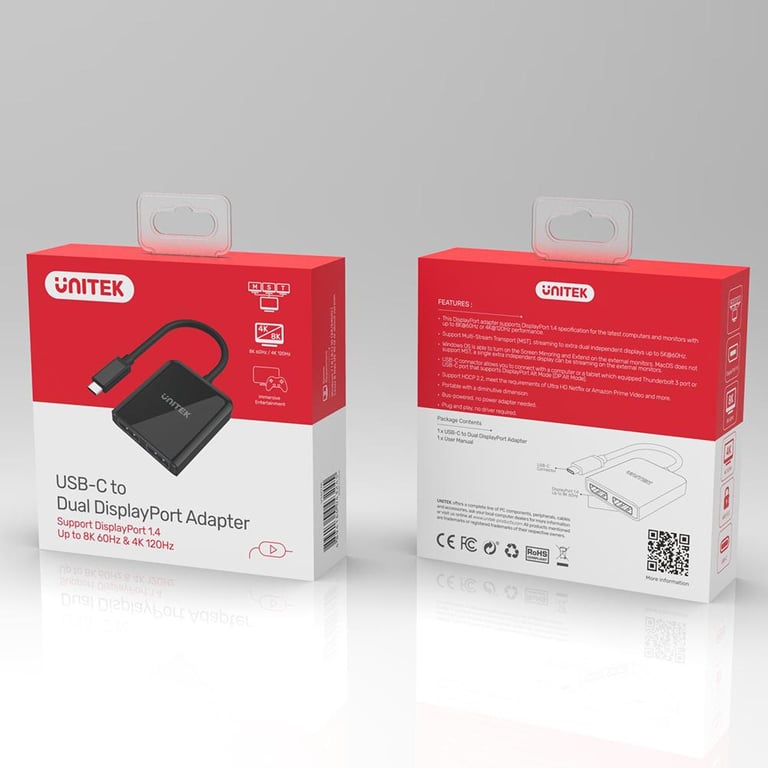 UNITEK V1407A zewnętrzna karta graficzna usb Czarny