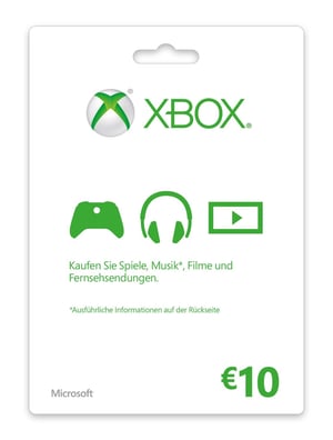 Microsoft Xbox LIVE Gift Card 10€ Gry video Karta podarunkowa