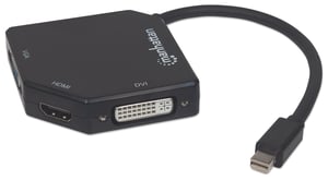 Manhattan 207720 kabeladapter 0,25 m Mini DisplayPort DVI-I + VGA (D-Sub) + HDMI Svart