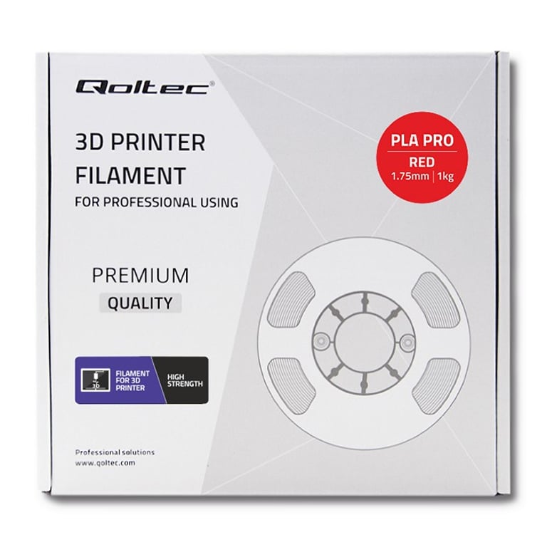 Qoltec 50674 materiały drukarskie 3D Kwas polimlekowy (PLA) Czerwony 1 kg