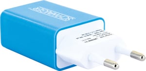 Schwaiger LAD300B 511 Portable Device Charger for Headphones, Smartphones, and Tablets—Blue, White—AC Power—Indoor Use