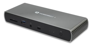 eSTUFF GLB232005 Kabelgebundene Thunderbolt-4-Dockingstation aus Aluminium, Schwarz