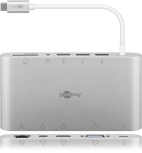Goobay 62113 Wired USB 3.2 Gen 1 (3.1 Gen 1) Type-C Docking Station, Silver
