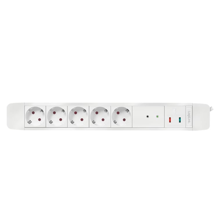 LogiLink LPS402 rozgałęziacz 1,5 m 5 x gniazdo sieciowe Wewnętrzna Biały