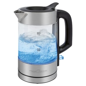 ProfiCook PC-WKS 1229 G vattenkokare 1 l 1600 W Rostfritt stål, Genomskinlig