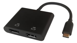 Deltaco USBC-2HDMI Cable Adapter, 0.1 m, USB Type-C to HDMI, Black
