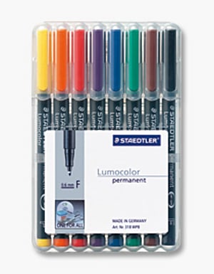 Staedtler 318 WP8 Permanent Marker: Black, Blue, Brown, Green, Orange, Red, Purple, Yellow (8-pack)