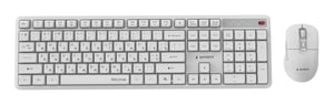 Gembird Trådlöst tangentbord- och muspaket, Silent Key Pro Business, vitt, RU-layout