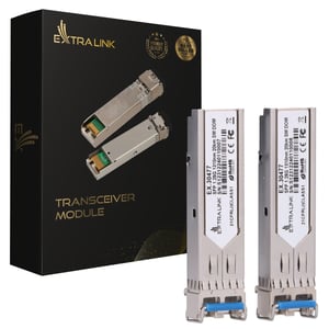 Extralink SFP 1,25G 2-pack | SFP-modul | 1,25 Gbps, LC/UPC, 1310 nm, 20 km, single mode, DOM (avsedd för HP/Aruba) (EX.30477) nätverksmodul