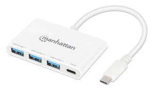 Manhattan 168434 USB 3.2 Gen 1 (3.1 Gen 1) Type-C-hubbar och koncentratorer, 5000 Mbit/s, vit