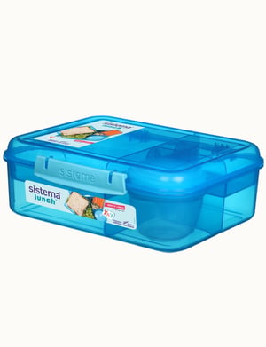 Sistema 41690 matförvaringsbehållare, rektangulär, 1,65 l, olika färger, 3 st.