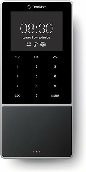 Safescan TM—818 MC Svart Token med chip, Fingeravtryck, Lösenord, Kontaktlös kort, Växelström, TFT, Trådbundet LAN